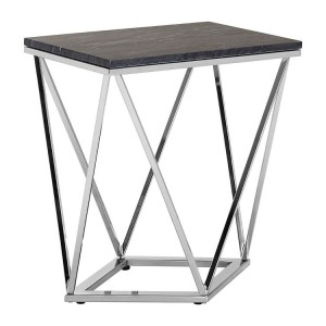 Allure Chrome Metal and Black Marble End Table Allure Chrome Metal and Black Marble End Table 5501452