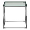 Allure Chromed Metal Cross Base and Clear Glass End Table 5502550