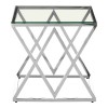 Allure Chromed Metal Cross Base and Clear Glass End Table 5502550