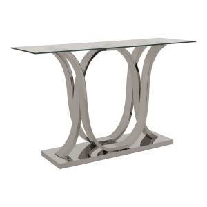 Allure Chromed Metal Curved Base and Clear Glass Console Table Allure Chromed Metal Curved Base and Clear Glass Console Table 5502581