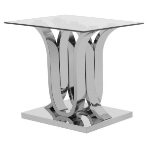 Allure Chromed Metal Curved Base and Clear Glass End Table Allure Chromed Metal Curved Base and Clear Glass End Table 5502583