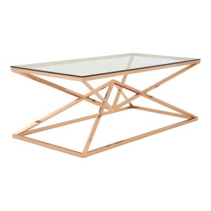 Allure Corseted Rose Gold Metal and Clear Glass Coffee Table Allure Corseted Rose Gold Metal and Clear Glass Coffee Table 5501393