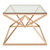 Allure Corseted Rose Gold Metal and Clear Glass Coffee Table 5501393