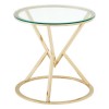 Allure Corseted Round Champagne Gold and Glass End Table 5501389