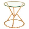 Allure Corseted Round Rose Gold and Clear Glass End Table 5501390