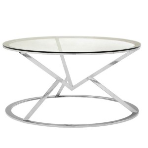 Allure Corseted Round Silver and Clear Glass Coffee Table Allure Corseted Round Silver and Clear Glass Coffee Table 5501388