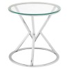 Allure Corseted Round Silver and Clear Glass End Table 5501391