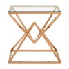 Allure Corseted Square Rose Gold and Clear Glass End Table 5501396