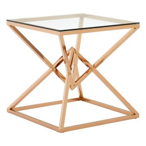 Allure Corseted Square Rose Gold and Clear Glass End Table Allure Corseted Square Rose Gold and Clear Glass End Table 5501396