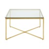 Allure Gold Finish Metal Cross Base and Clear Glass End Table 5502572