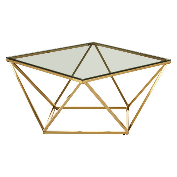 Allure Gold Finish Metal and Tempered Glass Twist End Table 5502587
