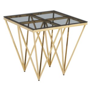 Allure Gold Finish Metal Spike Legs and Glass End Table Allure Gold Finish Metal Spike Legs and Glass End Table 5502557