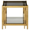 Allure Gold Linear Design and Black Glass End Table 5502566