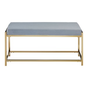 Allure Gold Metal and Powder Blue Velvet Bench Allure Gold Metal and Powder Blue Velvet Bench 5502621