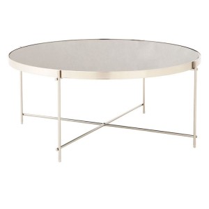 Allure Grey Mirrord Glass And Brushed Nickel Metal Coffee Table 5501439
