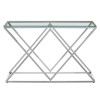 Allure Inverted Triangles Stainless Steel Base and Glass Console Table