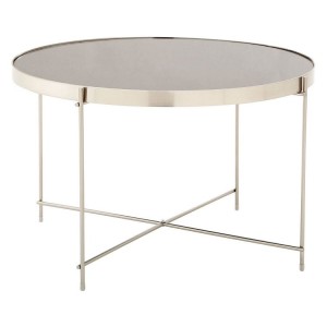 Allure Large Grey Mirrored Glass And Brushed Nickel Metal Side Table Allure Large Grey Mirrored Glass And Brushed Nickel Metal Side Table 5501435