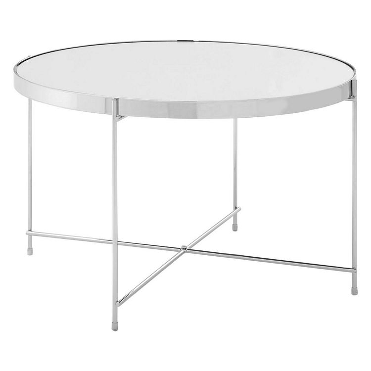 Allure Large Mirrored Glass And Chrome Metal Side Table