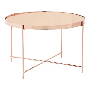 Allure Large Pink Glass And Rose Gold Metal Side Table Allure Large Pink Glass And Rose Gold Metal Side Table