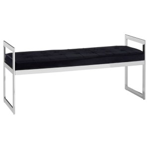 Allure Long Black Velvet and Silver Finish Stainless Steel Bench Allure Long Black Velvet and Silver Finish Stainless Steel Bench 5502628