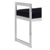 Allure Long Black Velvet and Silver Finish Stainless Steel Bench 5502628