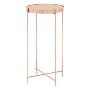 Allure Rose Gold Metal and Mirrored Glass Tall Side Table Allure Rose Gold Metal and Mirrored Glass Tall Side Table