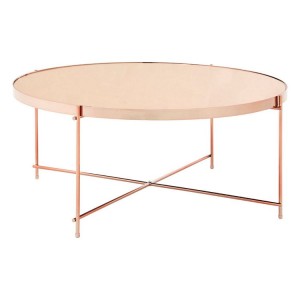 Allure Pink Mirrord Glass And Rose Gold Metal Coffee Table Allure Pink Mirrord Glass And Rose Gold Metal Coffee Table 5501438
