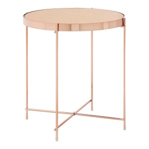 Allure Pink Mirrored Glass And Rose Gold Metal Low Side Table Allure Pink Mirrored Glass And Rose Gold Metal Low Side Table 5501430