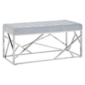Allure Powder Blue Velvet and Chromed Metal Geometric Bench Allure Powder Blue Velvet and Chromed Metal Geometric Bench 5502610