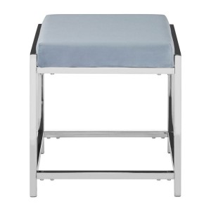 Allure Powder Blue Velvet and Silver Finish Base Stool Allure Powder Blue Velvet and Silver Finish Base Stool 5502594