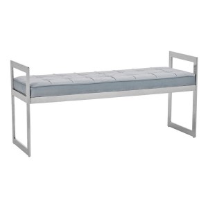 Allure Powder Blue Velvet and Silver Finish Metal Base Bench Allure Powder Blue Velvet and Silver Finish Metal Base Bench 5502624