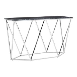 Allure Rectangular Black Marble and Metal Console Table 5501454