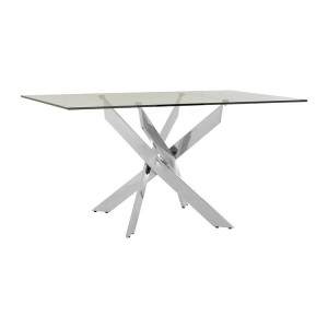 Allure Rectangular Chrome Metal and Clear Glass Dining Table Allure Rectangular Chrome Metal and Clear Glass Dining Table 5501459