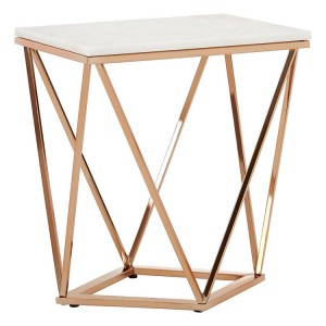 Allure Rectangular Rose Gold and White Marble End Table Allure Rectangular Rose Gold and White Marble End Table 5501451