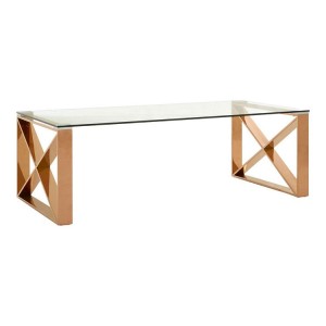 Allure Rose Gold Metal Legs and Clear Glass Coffee Table Allure Rose Gold Metal Legs and Clear Glass Coffee Table 5501402