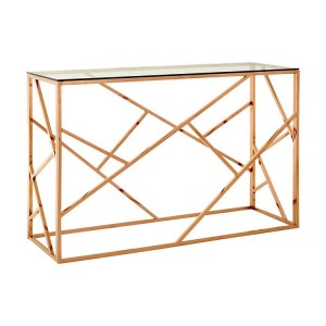 Allure Rose Gold Metal and Clear Glass Geometric Console Table Allure Rose Gold Metal and Clear Glass Geometric Console Table 5501417