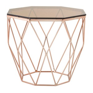 Allure Rose Gold Metal and Red Tint Glass End Table Allure Rose Gold Metal and Red Tint Glass End Table 5501362