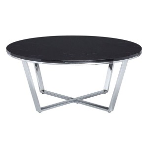 Allure Round Black Faux Marble and Metal Coffee Table Allure Round Black Faux Marble and Metal Coffee Table 5501378