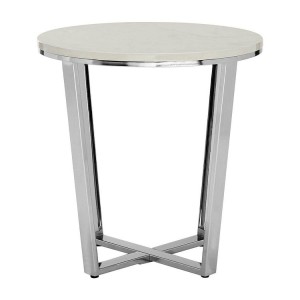 Allure Round White Faux Marble and Metal End Table Allure Round White Faux Marble and Metal End Table 5501381