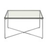 Allure Silver Finish Cross Metal Base and Clear Glass End Table 5502571