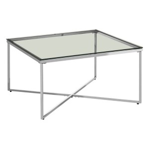 Allure Silver Finish Cross Metal Base and Clear Glass End Table Allure Silver Finish Cross Metal Base and Clear Glass End Table 5502571