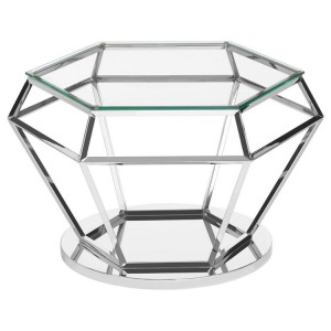 Allure Silver Finish Metal Diamond Design End Table Allure Silver Finish Metal Diamond Design End Table 5502556