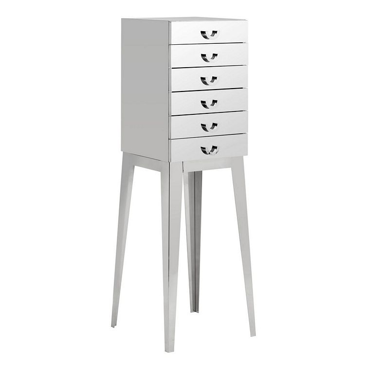 Allure Silver Finish Stainless Steel 6 Drawer Chest 2403478