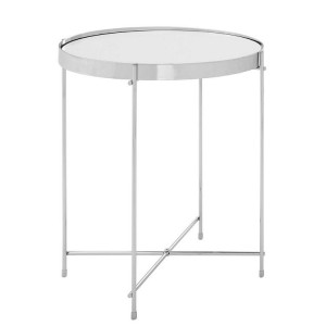 Allure Silver Metal and Mirrored Glass Mirror Low Side Table Allure Silver Metal and Mirrored Glass Mirror Low Side Table
