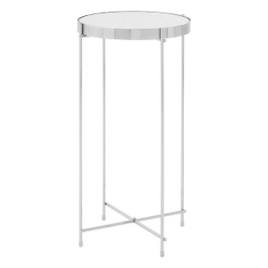 Allure Silver Mirrored Glass And Chrome Metal Tall Side Table Allure Silver Mirrored Glass And Chrome Metal Tall Side Table