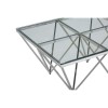 Allure Silver Metal Spike Triangles Base and Clear Glass Coffee Table 5502552