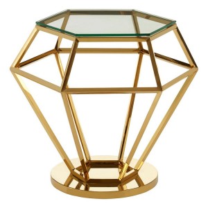 Allure Small Gold Finish Metal and Clear Glass Diamond End Table Allure Small Gold Finish Metal and Clear Glass Diamond End Table 5502591