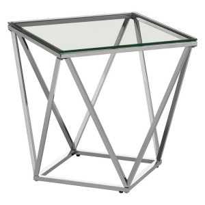 Allure Small Twist Chromed Metal and Clear Glass End Table Allure Small Twist Chromed Metal and Clear Glass End Table 5502584