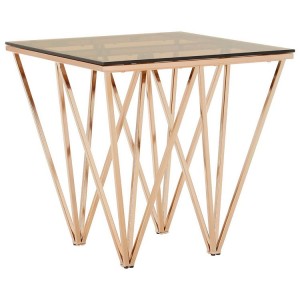 Allure Square Champagne Gold Metal and Glass Triangular End Table Allure Square Champagne Gold Metal and Glass Triangular End Table 5501373