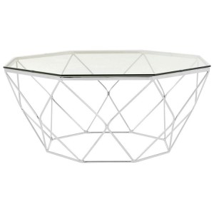 Allure Tempered Glass and Chrome Finish Metal Coffee Table Allure Tempered Glass and Chrome Finish Metal Coffee Table 5501356
